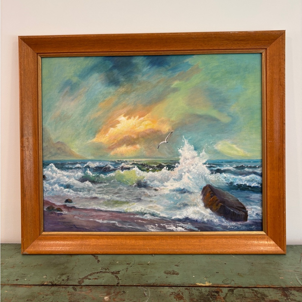 Stunning Vintage Framed Original Coastal Seascape Painting
